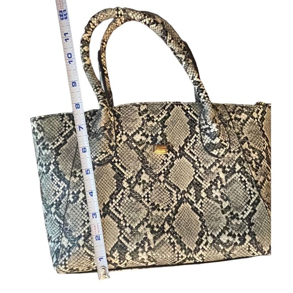 Python Tote Black Gray White Purse Handbag Snakeskin - Picture 5 of 8